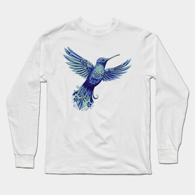 Hummingbird Mandala-Style Bird Watching for Men Long Sleeve T-Shirt by Pine Hill Goods